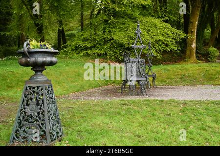 Bank im Park, Woodstock Gardens und Arboretum Stockfoto