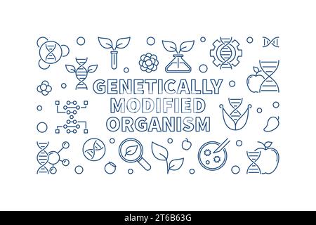 Genetisch veränderter Organismus Vektorumriss Konzept horizontale Illustration Stock Vektor