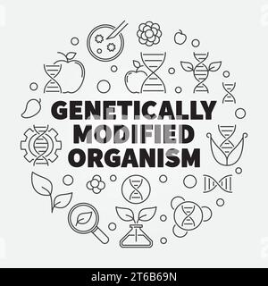 Genetisch veränderter Organismus Vektor runder Umriss Konzept minimale Illustration Stock Vektor