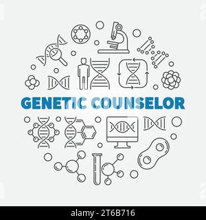 Genetic Counselor Vector Concept runder Illustration in dünner Linie Stock Vektor