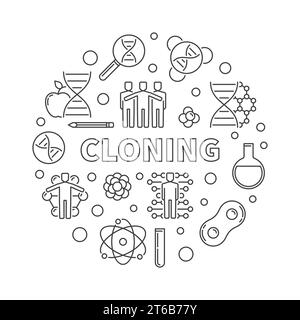 Klonvektor minimales Konzept runde Illustration in dünner Linie Stock Vektor