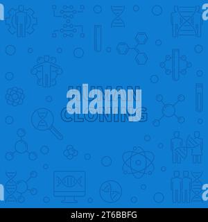 Blaues Bild des menschlichen Klonungsvektors in dünner Linienart Stock Vektor