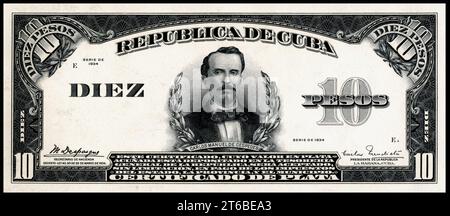 US-BEP-República de Cuba (zertifizierter Nachweis) 10 SilberPesos, 1934 (CUB-71a) Stockfoto