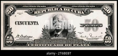 US-BEP-República de Cuba (zertifizierter Nachweis) 50 SilberPesos, 1934 (CUB-73a) Stockfoto