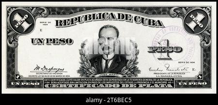 US-BEP-República de Cuba (zertifizierter Nachweis) ein Silberpeso, 1934 (CUB-69a) Stockfoto