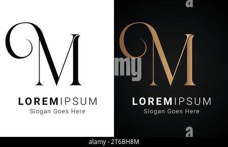 Luxuriöses Initial MV- oder VM-Monogramm-Logo mit Textbuchstaben Stock Vektor