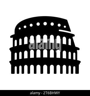 Symbol für das Kolosseum. Schwarze Silhouette des Kolosseums, des antiken römischen Amphitheaters in Rom, Italien. Vektorabbildung Stock Vektor