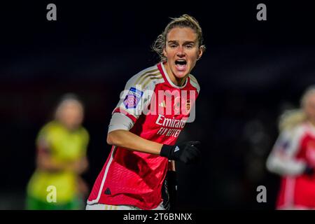 Borehamwood, Großbritannien. November 2023. Vivianne Miedema (11 Arsenal) in Aktion beim FA Women's Continental Tyres League Cup Spiel zwischen Arsenal und Bristol City im Meadow Park, Borehamwood am Donnerstag, den 9. November 2023. (Foto: Kevin Hodgson | MI News) Credit: MI News & Sport /Alamy Live News Stockfoto