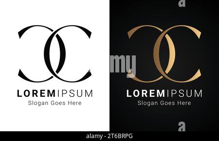 Luxuriöses Initial CC-Monogramm-Logo-Design mit Textbuchstaben Stock Vektor
