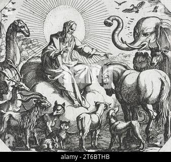 Gott erschafft die Tiere des Landes, 1600. Von der Erschaffung der Welt. Stockfoto