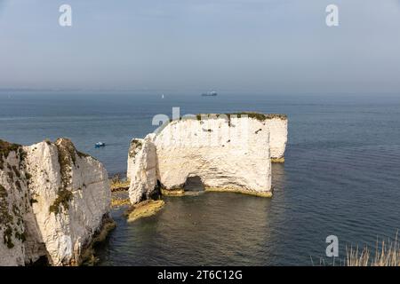 Old Harry Rocks Kreideformation und Geologie, Isle of Purbeck, East End Jurassic Coast, Studland, England, UK, Herbst 2023 Stockfoto