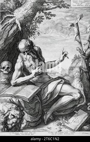 Saint Jerome in der Wüste, 1596. Stockfoto