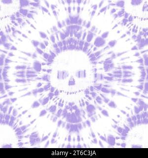 Nahtloses Shibori-Muster mit Binde-Farbstoff. Aquarellfarben handgemalt in Pastelllila Lavendel und Hintergrund mit weißen Elementen. Abstrakte Textur in Aquarellfarben. Drucken für Stockfoto
