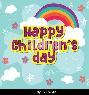 Happy Children Day Poster mit einem Regenbogenvektor Stock Vektor