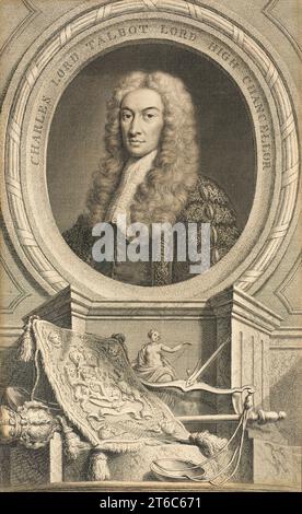 Charles Lord Talbot, High Grand Chancellor, veröffentlicht 1740. Aus Birch Heads, Text von Thomas Birch, Platte 79. Stockfoto