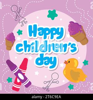 Happy Children Day Hintergrund mit Spielzeug Vektor Stock Vektor