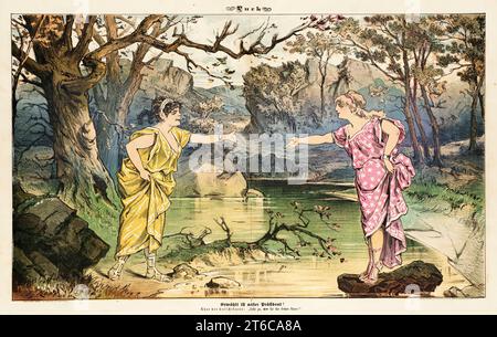 Cartoon aus Puck, zwischen 1880 und 1889. Stockfoto