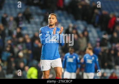November 23. Glasgow Großbritannien. Im vierten Spiel der Rangers in der UEFA League Gruppe C spielten sie Sparta Prag im Ibrox Stadium in Glasgow, Schottland. Vor dem Spiel hatten beide Teams 3 Spiele gespielt und beide haben jeweils 4 Punkte. Quelle: Findlay/Alamy Live News Stockfoto