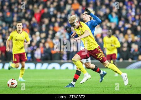 November 23. Glasgow Großbritannien. Im vierten Spiel der Rangers in der UEFA League Gruppe C spielten sie Sparta Prag im Ibrox Stadium in Glasgow, Schottland. Vor dem Spiel hatten beide Teams 3 Spiele gespielt und beide haben jeweils 4 Punkte. Quelle: Findlay/Alamy Live News Stockfoto