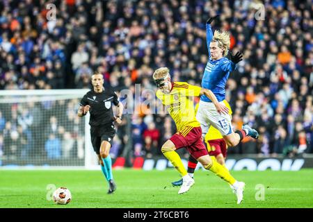 November 23. Glasgow Großbritannien. Im vierten Spiel der Rangers in der UEFA League Gruppe C spielten sie Sparta Prag im Ibrox Stadium in Glasgow, Schottland. Vor dem Spiel hatten beide Teams 3 Spiele gespielt und beide haben jeweils 4 Punkte. Quelle: Findlay/Alamy Live News Stockfoto