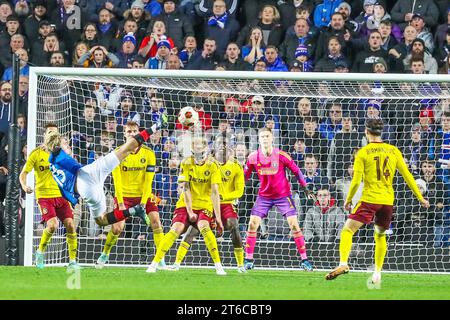 November 23. Glasgow Großbritannien. Im vierten Spiel der Rangers in der UEFA League Gruppe C spielten sie Sparta Prag im Ibrox Stadium in Glasgow, Schottland. Vor dem Spiel hatten beide Teams 3 Spiele gespielt und beide haben jeweils 4 Punkte. Quelle: Findlay/Alamy Live News Stockfoto