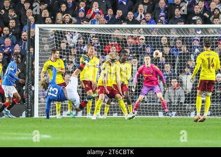 November 23. Glasgow Großbritannien. Im vierten Spiel der Rangers in der UEFA League Gruppe C spielten sie Sparta Prag im Ibrox Stadium in Glasgow, Schottland. Vor dem Spiel hatten beide Teams 3 Spiele gespielt und beide haben jeweils 4 Punkte. Quelle: Findlay/Alamy Live News Stockfoto