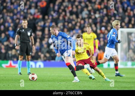 November 23. Glasgow Großbritannien. Im vierten Spiel der Rangers in der UEFA League Gruppe C spielten sie Sparta Prag im Ibrox Stadium in Glasgow, Schottland. Vor dem Spiel hatten beide Teams 3 Spiele gespielt und beide haben jeweils 4 Punkte. Quelle: Findlay/Alamy Live News Stockfoto