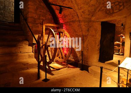 TERNOPIL, UKRAINE - 23. AUGUST 2023 das Museum der Folter auf dem Territorium der alten Burg Zbarash Stockfoto