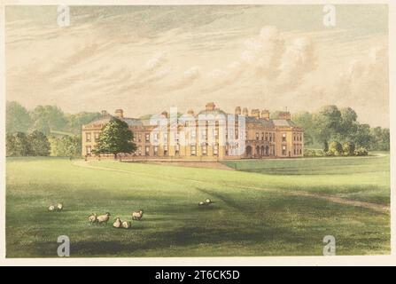 Holme Lacy House, Herefordshire, England. Erbaut 1674 von Anthony Deane für John Scadamore, 2. Viscount, und renoviert 1828. Farbholzblock von Benjamin Fawcett im Baxter-Prozess einer Illustration von Alexander Francis Lydon von Reverend Francis Orpen Morriss malerische Ansichten der Sitze von Adligen und Herren von Großbritannien und Irland, William Mackenzie, London, 1880. Stockfoto