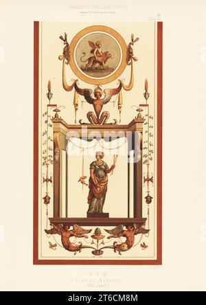 Wandmalerei im Altoviti-Palast, Rom, 16. Jahrhundert. Palazzo Altoviti, Rom, XVI Jahrh. Chromolithographie aus Ernst Ewalds Farbige Decorationen, Alter und Never Zeit, Ernst Wasmuth, Berlin, 1889. Stockfoto