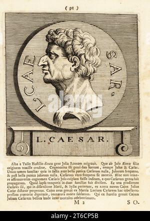 Claudius I., römischer Kaiser, 10 v. Chr. - 54 n. Chr. Tiberius Claudius Caesar Augustus Germanicus, vierter römischer Kaiser der Julio-Claudius Dynastie, regierte von 41 bis zu seinem Tod 54. Kupferstich von Pieter Bodart (1676–1712) aus Henricus spoors Deorum et Heroum, Virorum et Mulierum Illustrium imagines Antiquae Illustatae, Götter und Helden, Männer und Frauen, illustriert mit antiken Bildern, Petrum, Amsterdam, 1715. Erstmals 1707 als Favissæ utriusque antiquitatis tam Romanæ quam Græcæ veröffentlicht. Henricus Spoor war ein niederländischer Arzt, klassischer Gelehrter, Dichter und Schriftsteller. 1694-1716. Stockfoto