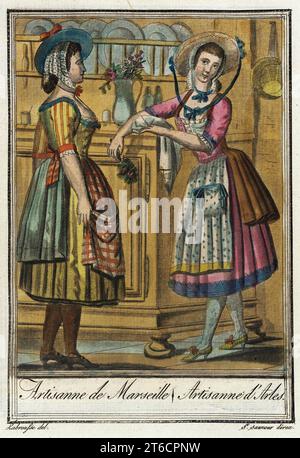 Kostüme de Diff&#xe9;Miete zahlt, 'Artisanne de Marseille/ Artisanne d'Arles', c1797. Stockfoto