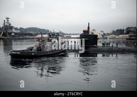 Die USS Bremerton kehrt zum gleichnamigen Besuch 150225 zurück Stockfoto