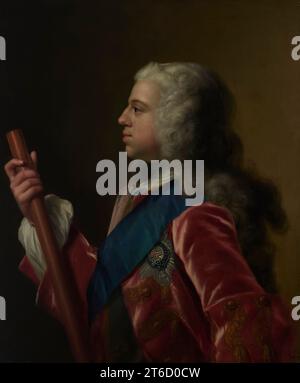 Stadhouder Wilhelm IV., Prinz von Orange, nach 1734. Halblanges Porträt von Willem Karel Henrik, Prinz von Orange, später Statholder Willem IV. (1711–51). Er trägt den edelsten Orden des Garters, sichtbar unter seinem Schärpe. Stockfoto