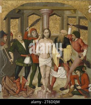 Altaraufsatz mit der Passion Christi: Flagellation, c1480-1495. Die Passion Christi war ein beliebtes Thema für Altaraufsätze aus dem 15. Jahrhundert in Nordeuropa. Es ist die Geschichte von Christi Leiden - von seiner Verhaftung bis zu seiner Kreuzigung - obwohl sie oft erweitert wurde, um frühere und spätere Ereignisse wie die Beombment einzubeziehen. Stockfoto