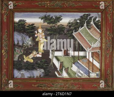 Vessantara Jataka, Kapitel 8: Jali zu Vessantaras Füßen, Ende des 19. Jahrhunderts. Stockfoto