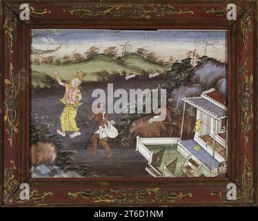 Vessantara Jataka, Kapitel 7: Jujaka und der Einsiedler Accala, Ende des 19. Jahrhunderts. Stockfoto