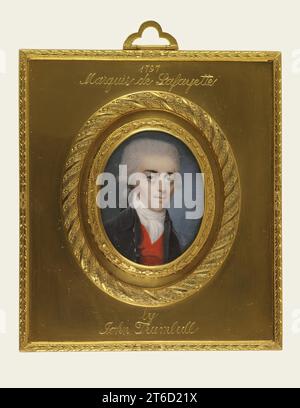 Der Marquis de Lafayette, 1797. Diese Miniatur, die einst John Trumbull (1756–1843) zugeschrieben wurde, stellt den französischen Aristokraten dar, der sich innerhalb eines Jahres nach der amerikanischen Unabhängigkeitserklärung für die amerikanische Revolution einsetzte. Stockfoto