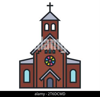 Braune Kirchensykone. Illustration des flachen Vektors. Stock Vektor