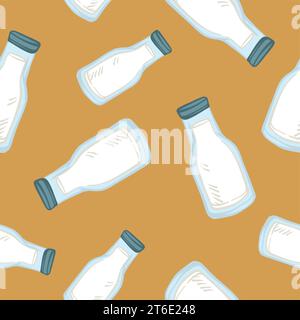 Flaschenmilch, Milchprodukte nahtlos Stock Vektor