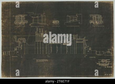 USS Henley (DD-39) – Abstand der Spindel der Hauptturbine Stockfoto