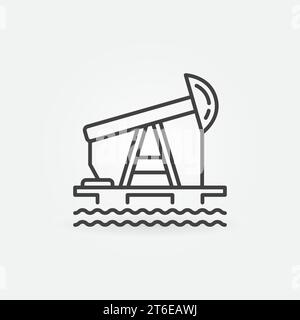 Symbol für das Vektorkonzept der Ölplattform oder der Bohranlage oder Symbol in dünner Linie Stock Vektor