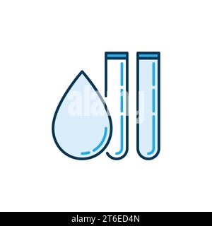 Reagenzgläser und Wassertropfen farbiges Vektor chemische Verschmutzung Konzept Symbol oder Symbol Stock Vektor