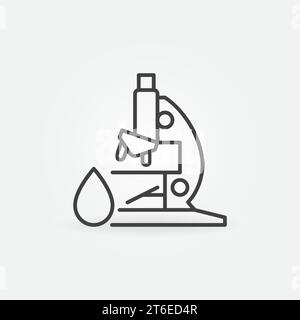 Mikroskop mit Thin Line Concept Symbol oder Designelement des Wassertropfenvektors Stock Vektor