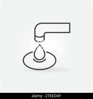 Wasserhahn mit Wassertropfenvektor-Symbol für dünne Linien oder Designelement Stock Vektor