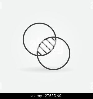 Verschneidung von zwei Kreisen Vektor dünne Linie Überlagerung Konzeptsymbol oder Entwurfselement Stock Vektor