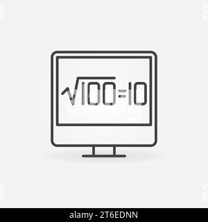 Desktop-Computer mit Quadratwurzel des linearen Vektorkonzepts 100 oder Logo-Element Stock Vektor