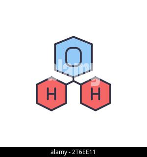 H2O-Wassermolekül-Vektorkonzept farbenfrohes Symbol oder Symbol Stock Vektor
