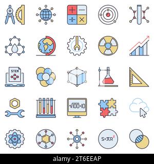 Farbenfrohe Symbole – Vektor für Wissenschaft, Technik, Ingenieurwesen und Mathematik kreative Bildungszeichen oder Logoelemente Stock Vektor