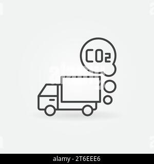 Lkw-Auspuff mit Kohlendioxid-CO2-Umriss-Vektorsymbol oder Designelement Stock Vektor